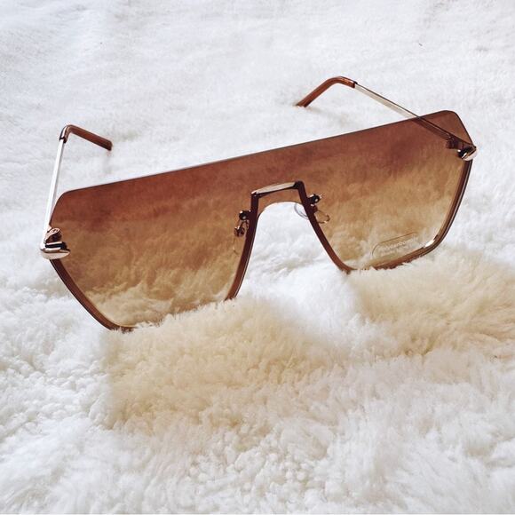 Kalia Clear Brown Rimless Sleek Sunglasses - Picture 8 of 11